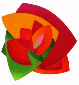 One of a new series of abstract paintings where the shape is a dynamic part of the design.