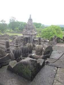 View from up on the main Temple at Prambanan.