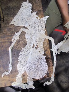 Completed shadow puppet ready for painting.