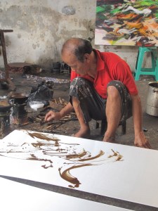 First minute of a new batik by Aprat Koeswadji.