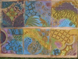 First and second wax and dye.