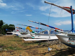 Fishing boats on Amed beach.