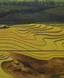 "Golden Rice",  by Made Kedol, 2013 3 x 300cm x 120cm