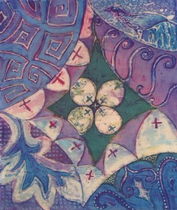 Kawung and other motif inspired designs in a batik sketch by Marina Elphick.