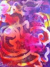 Transience, batik at on paper by UK artist Marina Elphick. Batik art