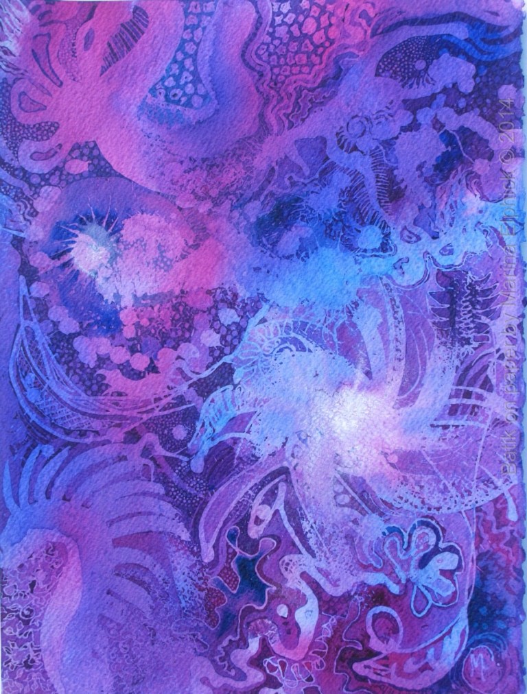 Nebula, batik art on paper by batik artist Marina Elphick.