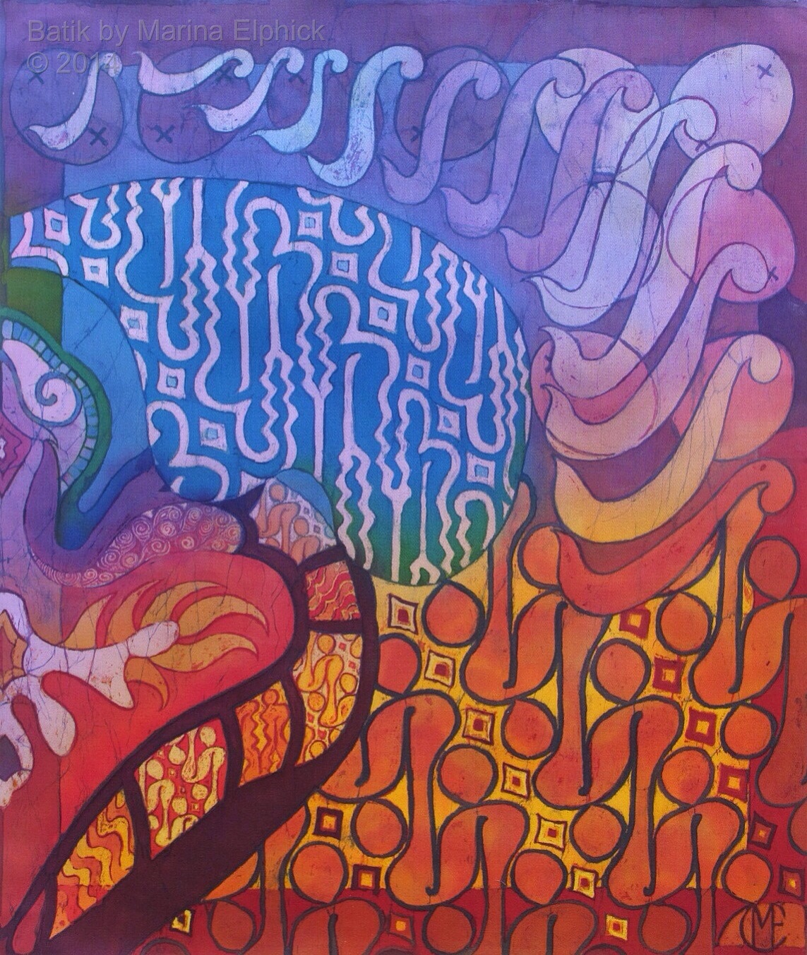 Parang, batik on cotton by UK batik artist Marina Elphick.