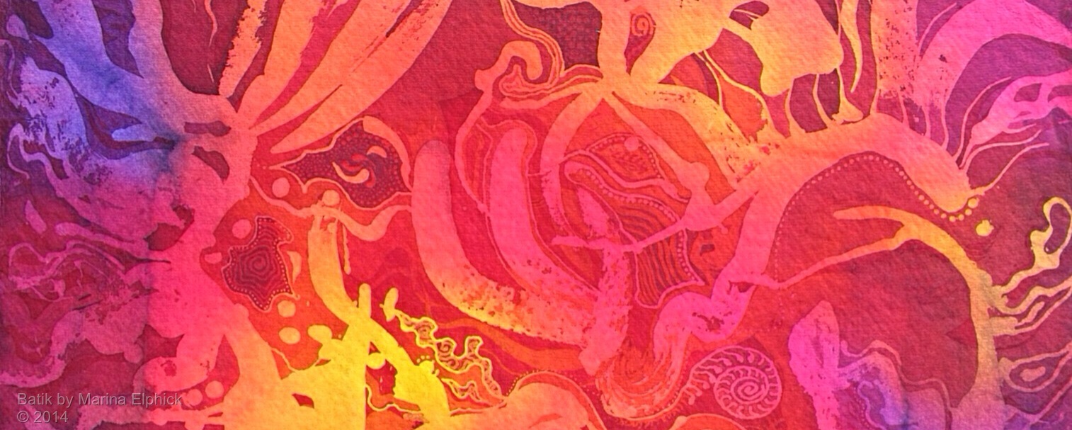 Batik. Contemporary Batik art by Marina Elphick, UK figurative batik artist.