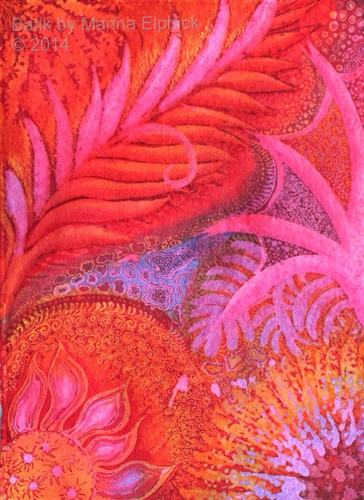 Batik. Contemporary Batik art by Marina Elphick, UK figurative batik artist.