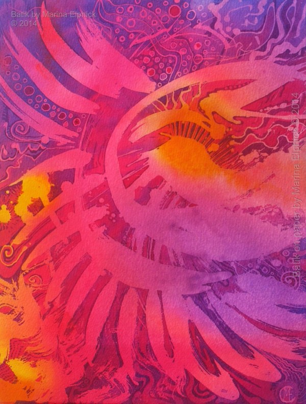 Batik. Contemporary Batik art by Marina Elphick, UK figurative batik artist.