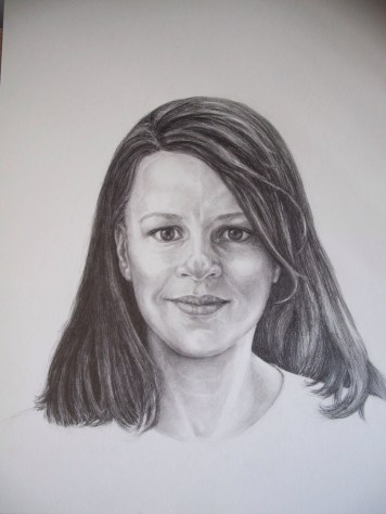 Pencil drawing by Marina Elphick, who captures a realistic likeness of her model.