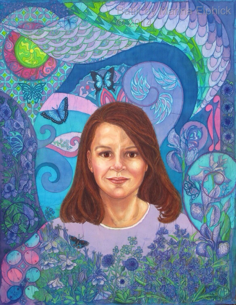 Batik by Marina Elphick, a recognised contemporary batik artist from the UK, specialising in Portraits.