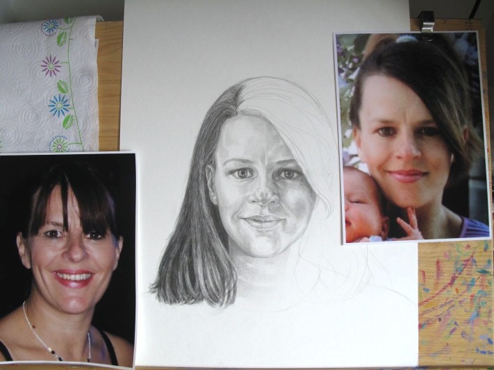 Pencil drawings by Marina Elphick, respected portrait artist.