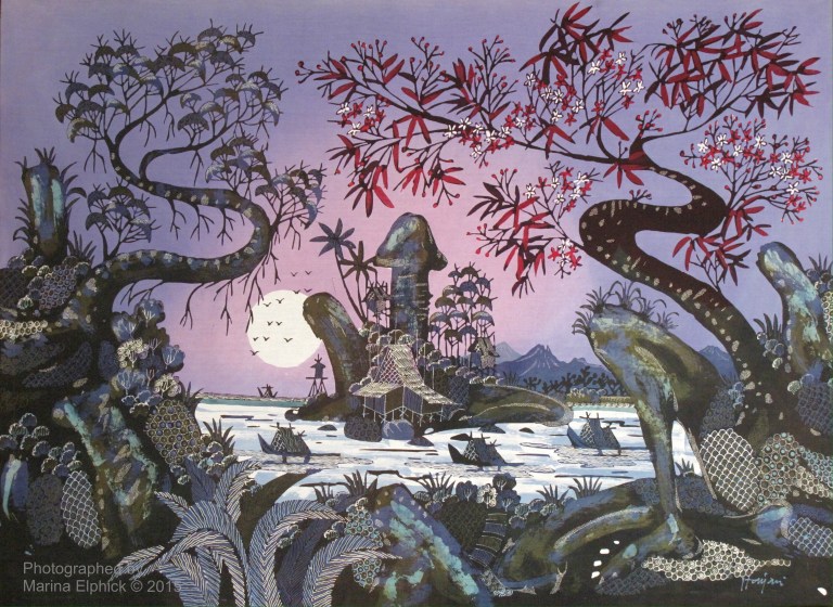 Surreal landscape batik by Mr Robimin and Hanjani.