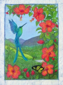 Batik by Marina Elphick, UK artist specialising in Portraits.