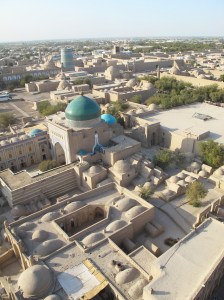 View from top Islam-Khadja Minaret, Khiva, Uzbekistan.